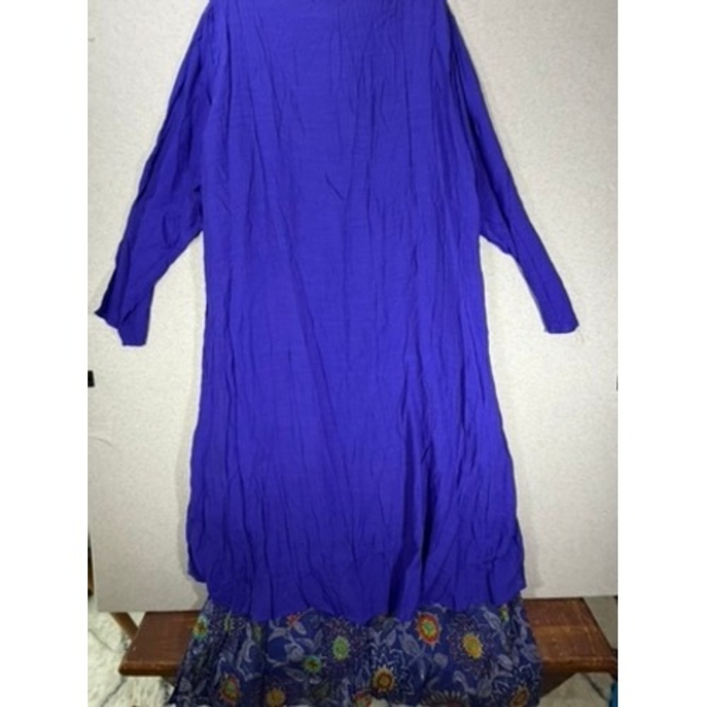 O-neue Maxi Dress Womens 5XL Blue NWT Boho Paisley Layered Long Sleeve - Picture 6 of 6